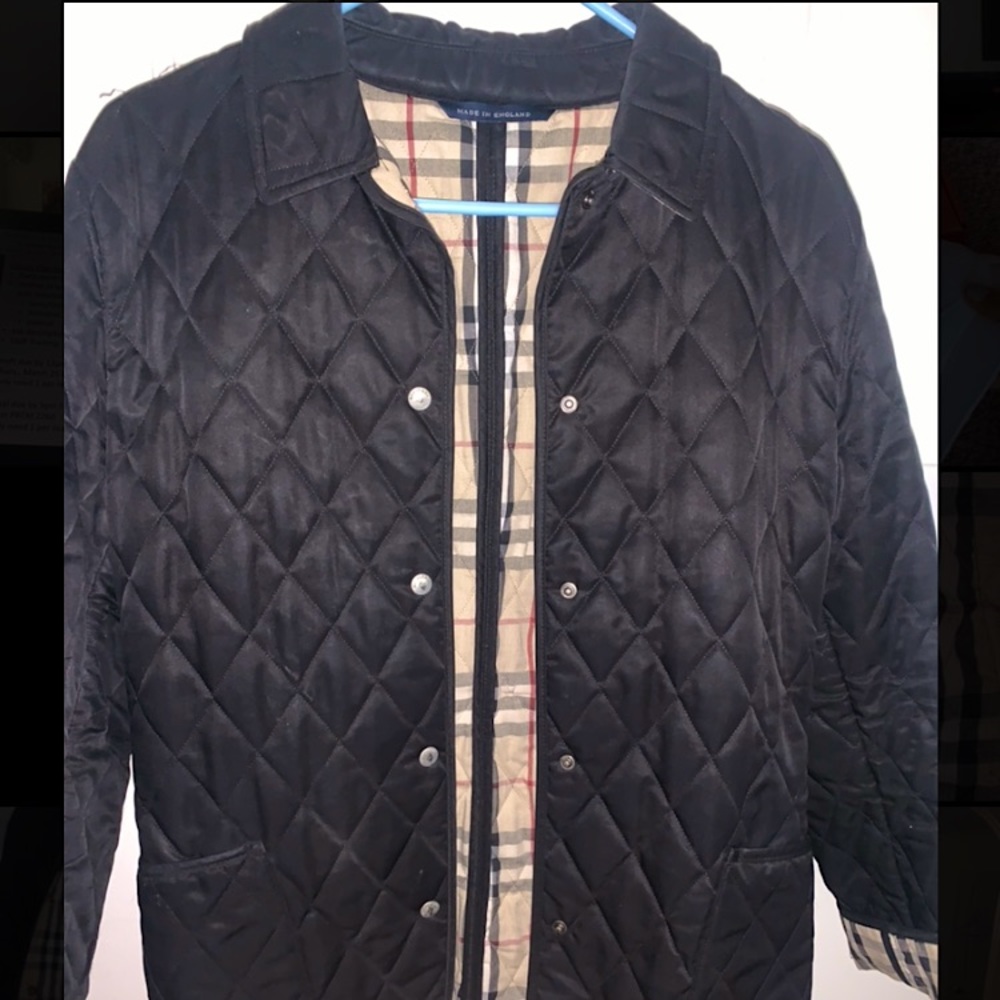 Women’s black Burberry quilted coat
